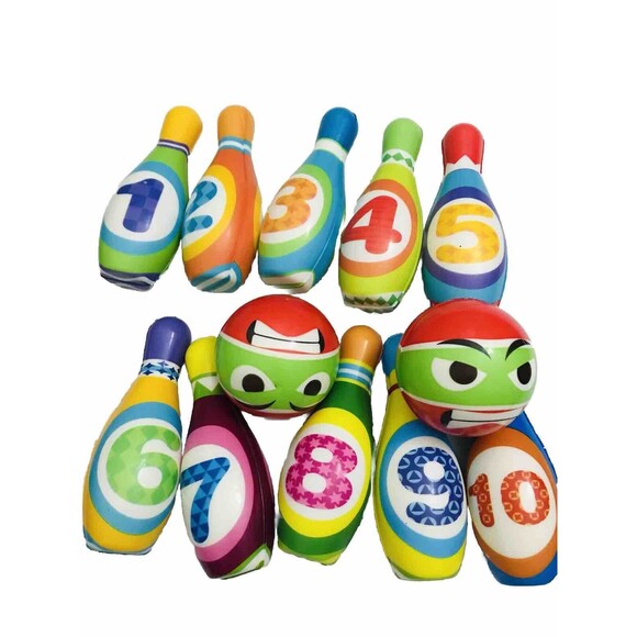 Kids Bowling Set - with 10 Bowling Pins & 2 Balls  One Size Multicolor - Picture 3 of 8
